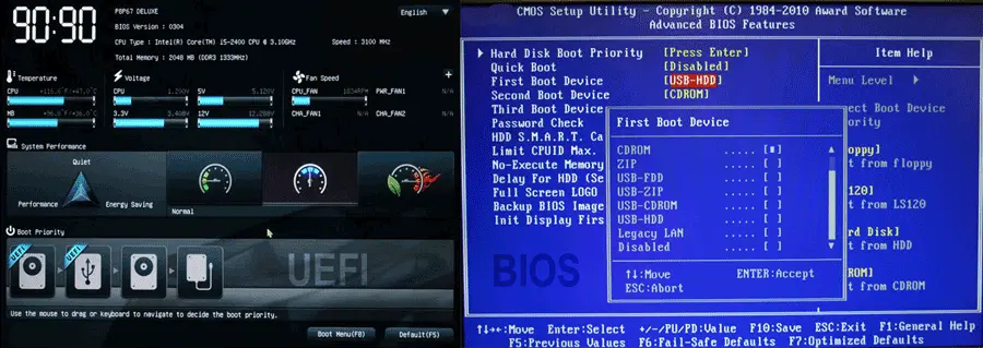 مقایسه BIOS و UEFI